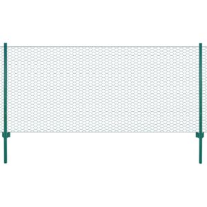 vidaXL Wire Mesh Fence with Posts Steel 25x0.5 m Green