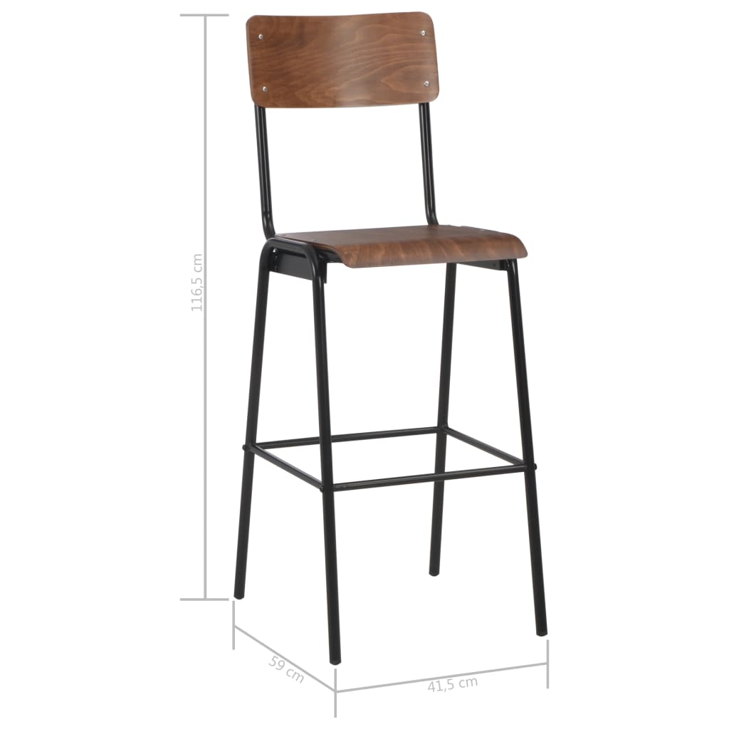 8718475741657_g_en_hd_7 vidaXL Bar Chairs 2 pcs Brown Solid Plywood Steel - Image 8