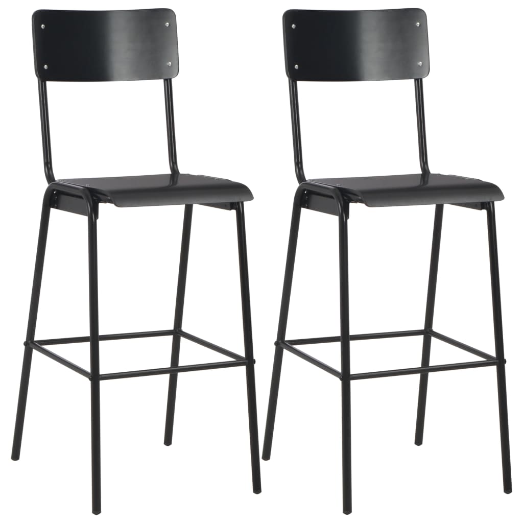 8718475741671_a_en_hd_1 vidaXL Bar Chairs 2 pcs Black Solid Plywood Steel - Image 1