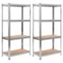vidaXL 4-Layer Shelves 2 pcs Silver Steel&Engineered Wood