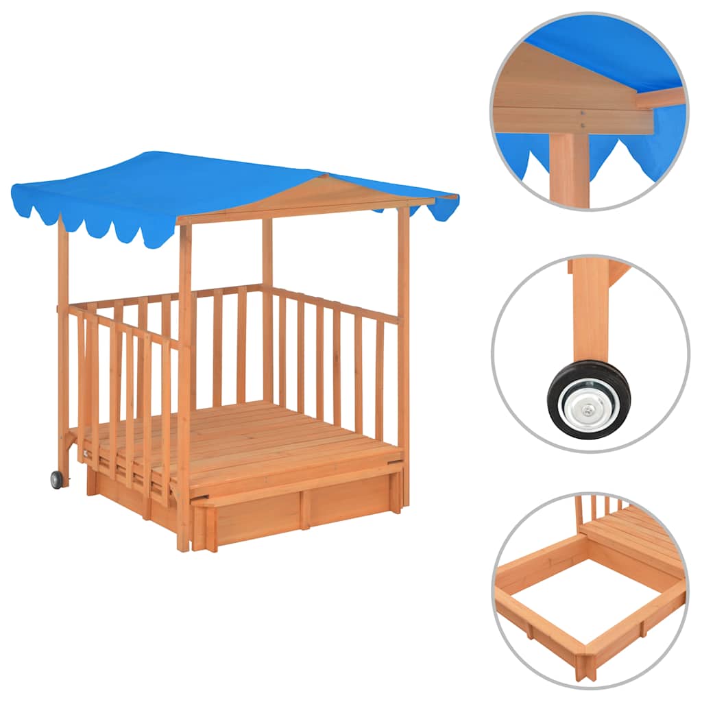 8718475742517_a_en_hd_1 vidaXL Kids Playhouse with Sandbox Fir Wood Blue UV50 - Image 2