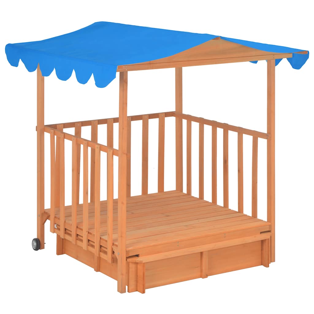 8718475742517_g_en_hd_1 vidaXL Kids Playhouse with Sandbox Fir Wood Blue UV50 - Image 3