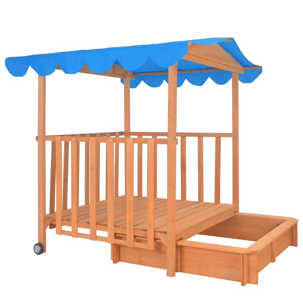 8718475742517_g_en_hd_4 vidaXL Kids Playhouse with Sandbox Fir Wood Blue UV50 - Image 6
