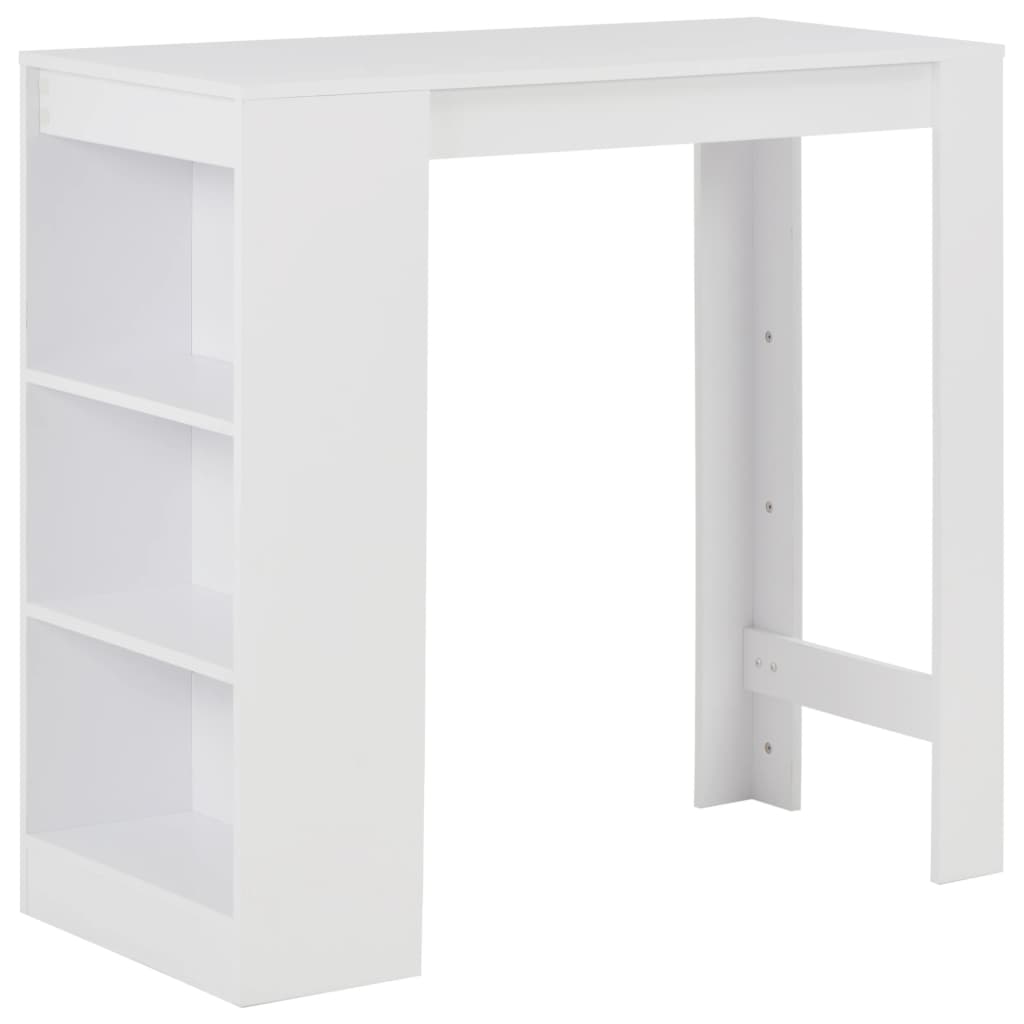 8718475796626_a_en_hd_1 vidaXL Bar Table with Shelf White 110x50x103 cm - Image 1