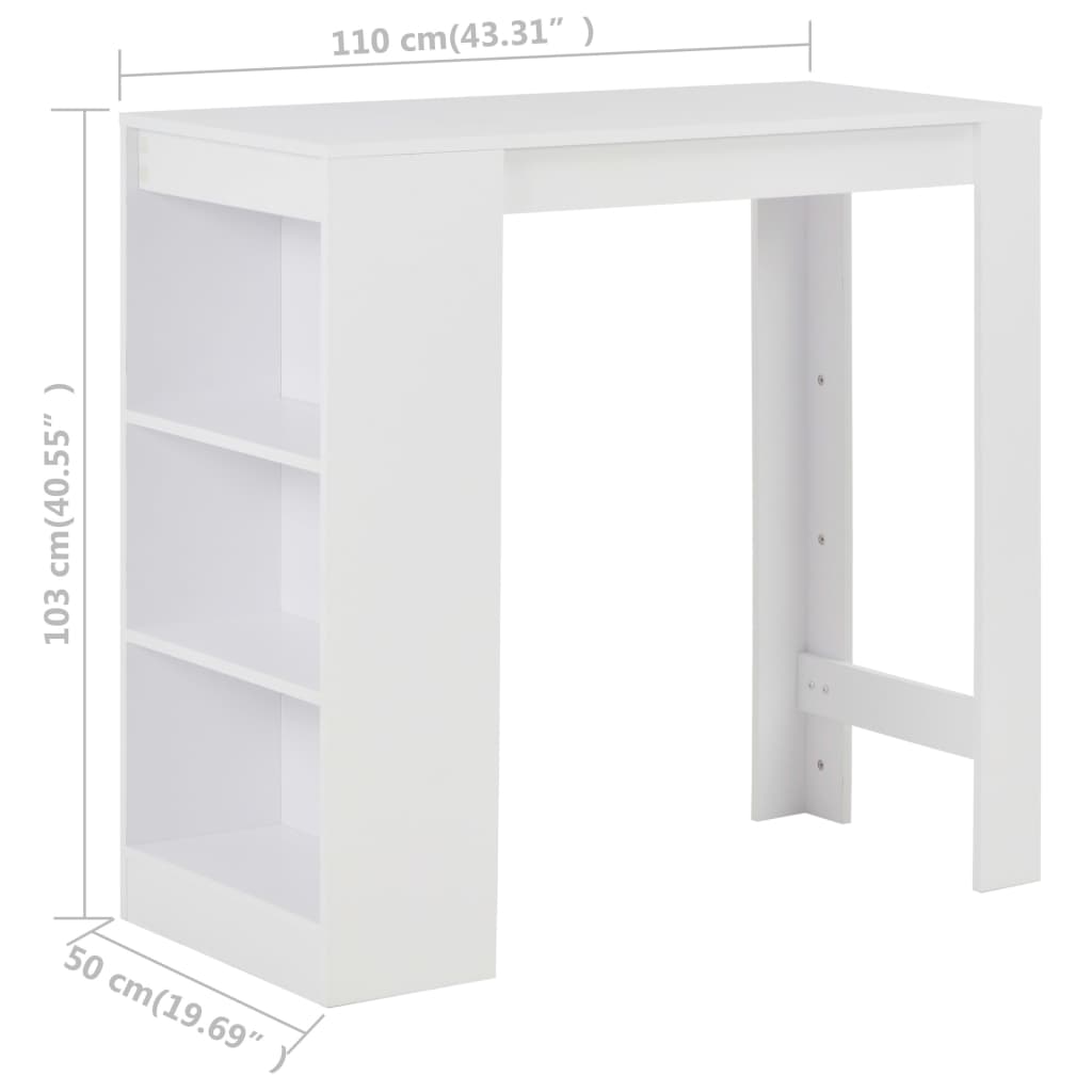 8718475796626_g_en_hd_5 vidaXL Bar Table with Shelf White 110x50x103 cm - Image 6