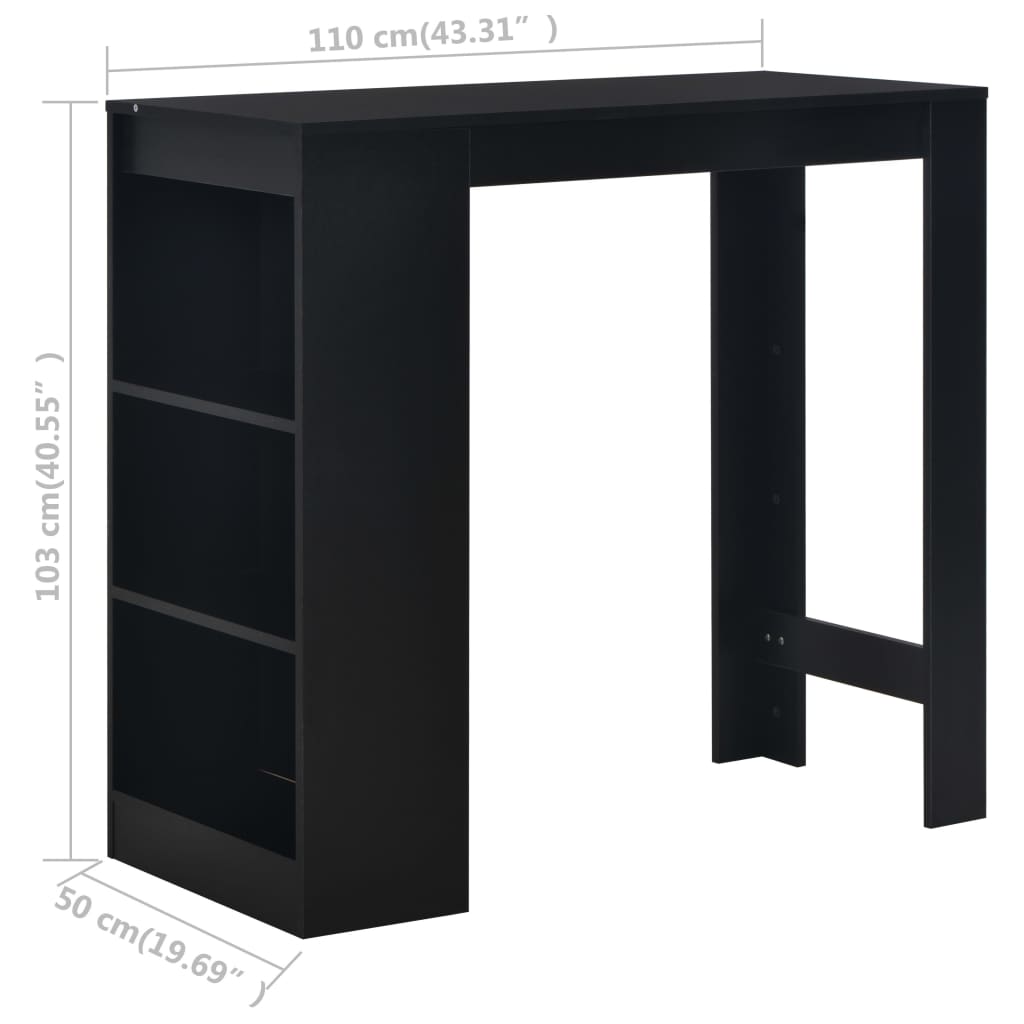8718475796633_g_en_hd_5 vidaXL Bar Table with Shelf Black 110x50x103 cm - Image 6