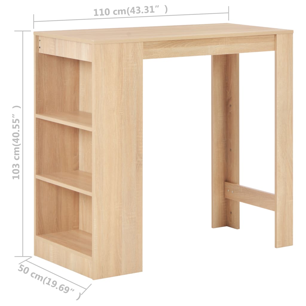 8718475796640_g_en_hd_5 vidaXL Bar Table with Shelf Oak 110x50x103 cm - Image 6