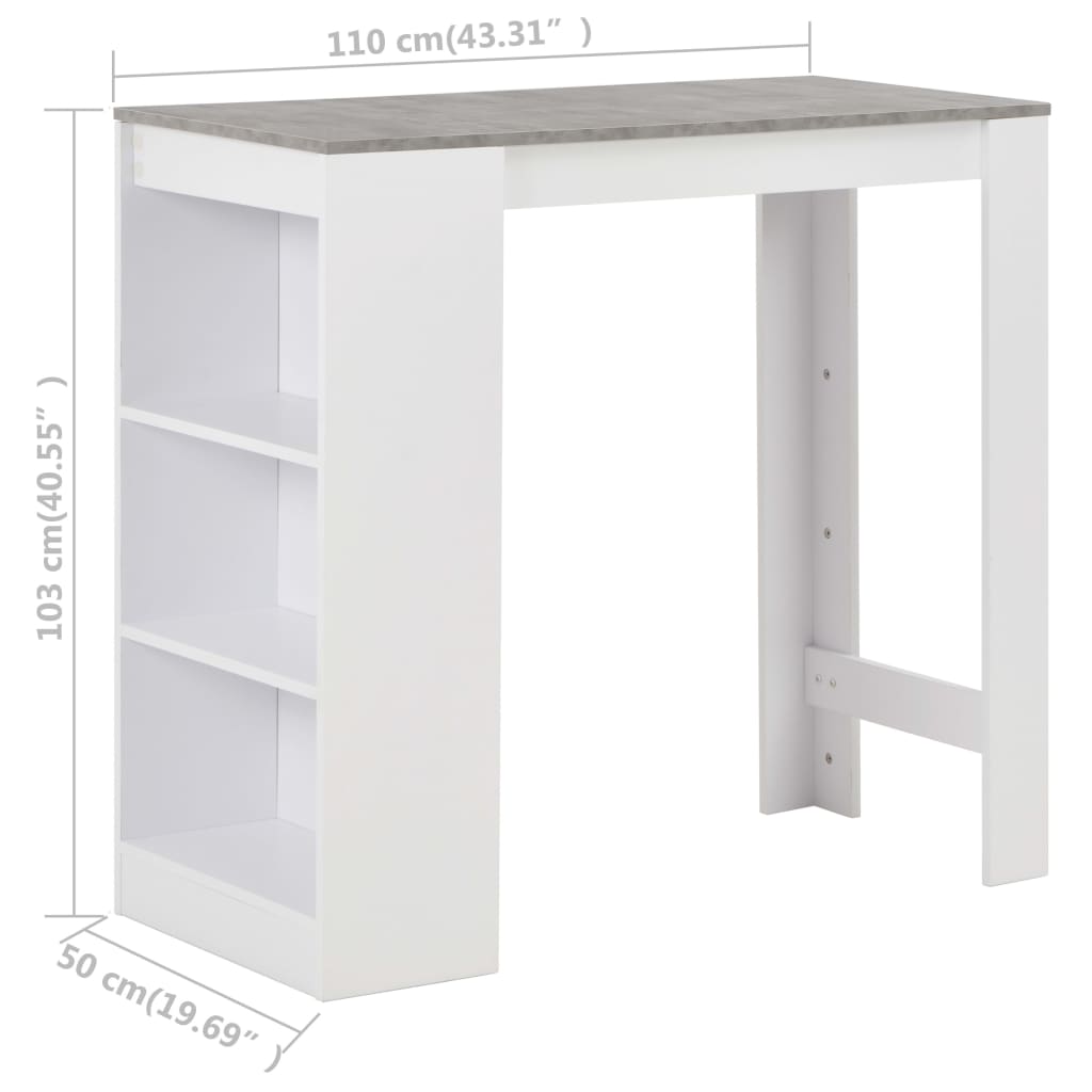 8718475796657_g_en_hd_5 vidaXL Bar Table with Shelf White 110x50x103 cm - Image 6