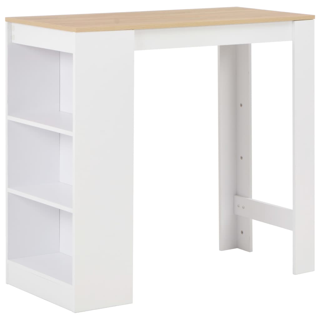 8718475796664_a_en_hd_1 vidaXL Bar Table with Shelf White 110x50x103 cm - Image 1