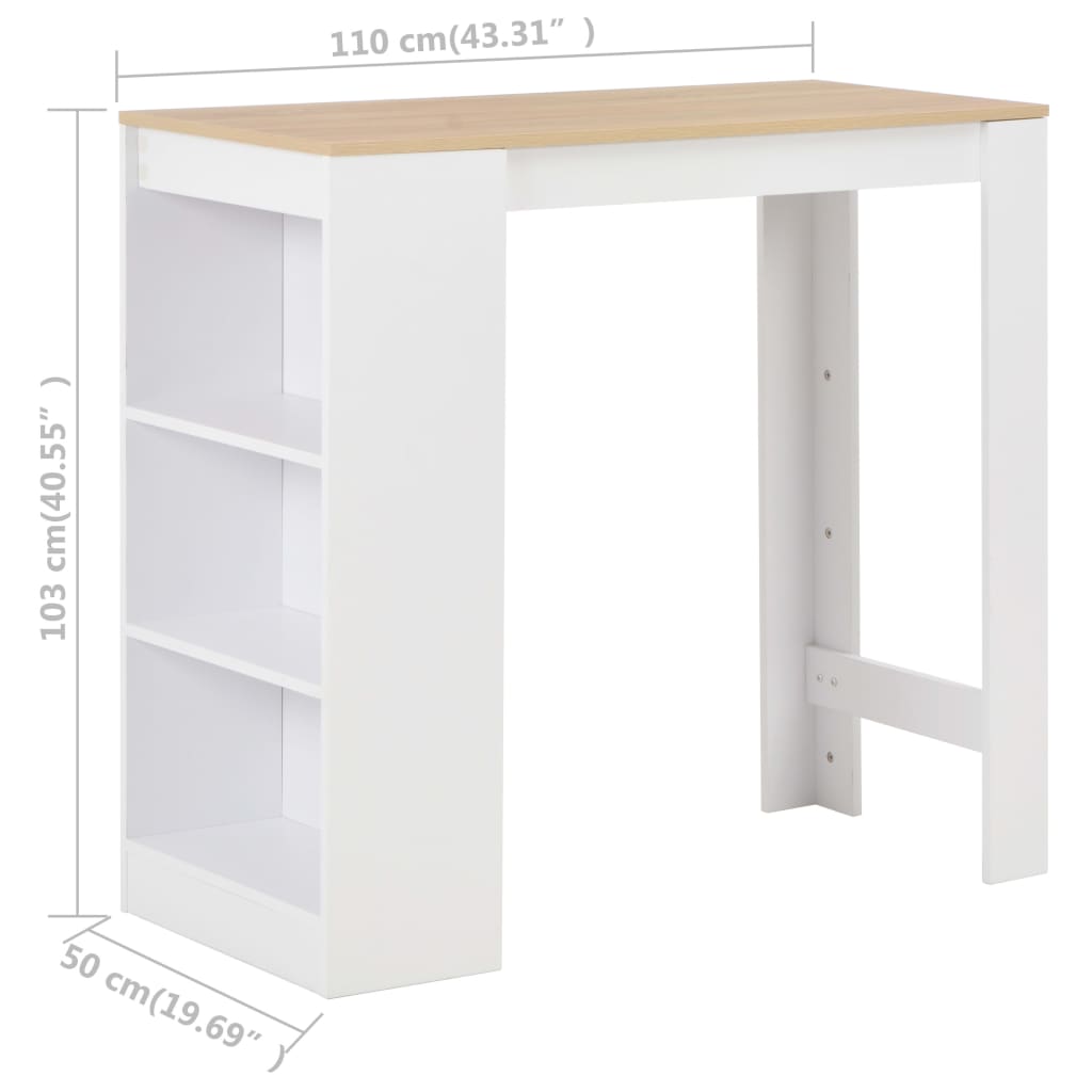 8718475796664_g_en_hd_5 vidaXL Bar Table with Shelf White 110x50x103 cm - Image 6