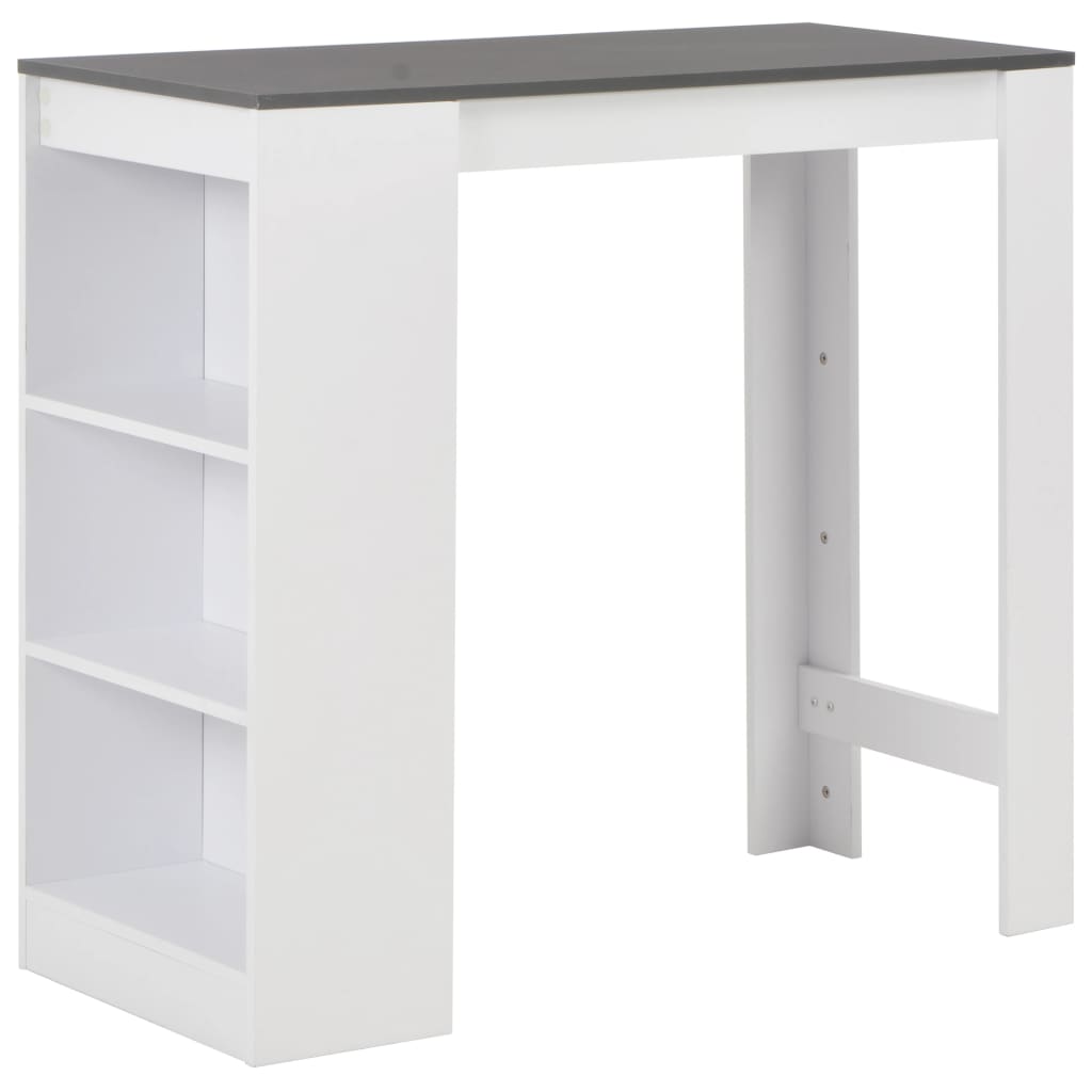 8718475796671_a_en_hd_1 vidaXL Bar Table with Shelf White 110x50x103 cm - Image 1