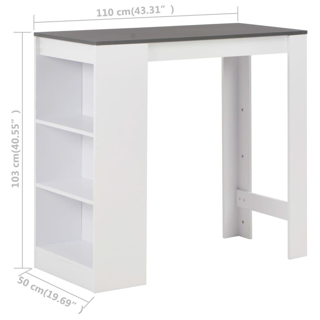 8718475796671_g_en_hd_5 vidaXL Bar Table with Shelf White 110x50x103 cm - Image 6