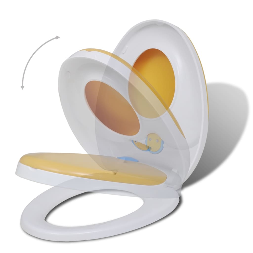 8718475797104_g_en_hd_1 vidaXL Toilet Seats with Soft Close Lids 2 pcs Plastic White and Yellow - Image 2