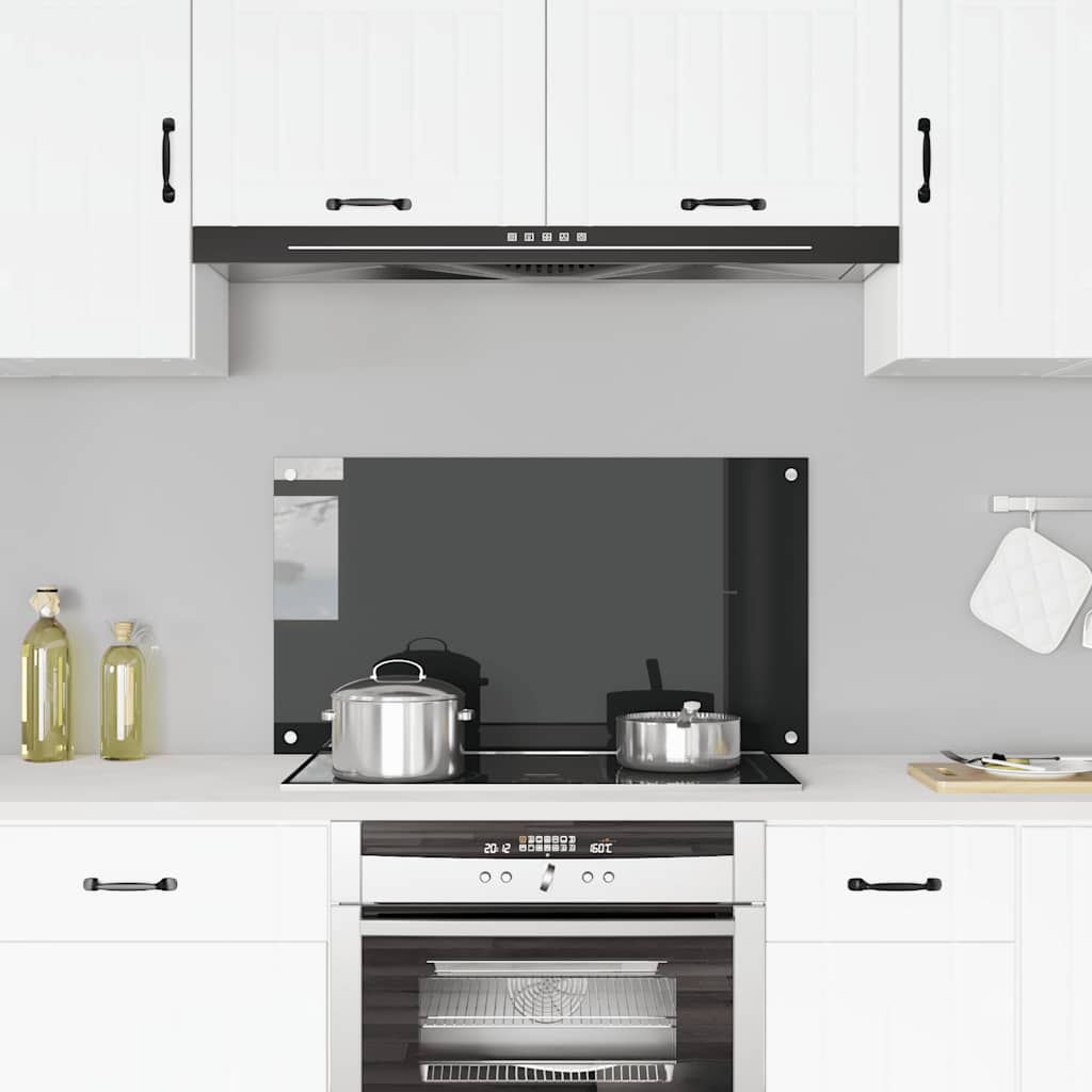 8718475798491_m_en_hd_1 vidaXL Kitchen Backsplash Black 90x50 cm Tempered Glass - Image 1
