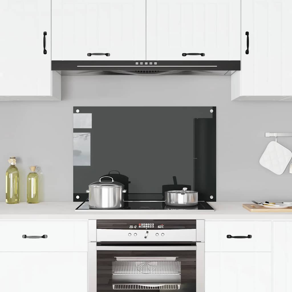 8718475798507_m_en_hd_1 vidaXL Kitchen Backsplash Black 90x60 cm Tempered Glass - Image 1