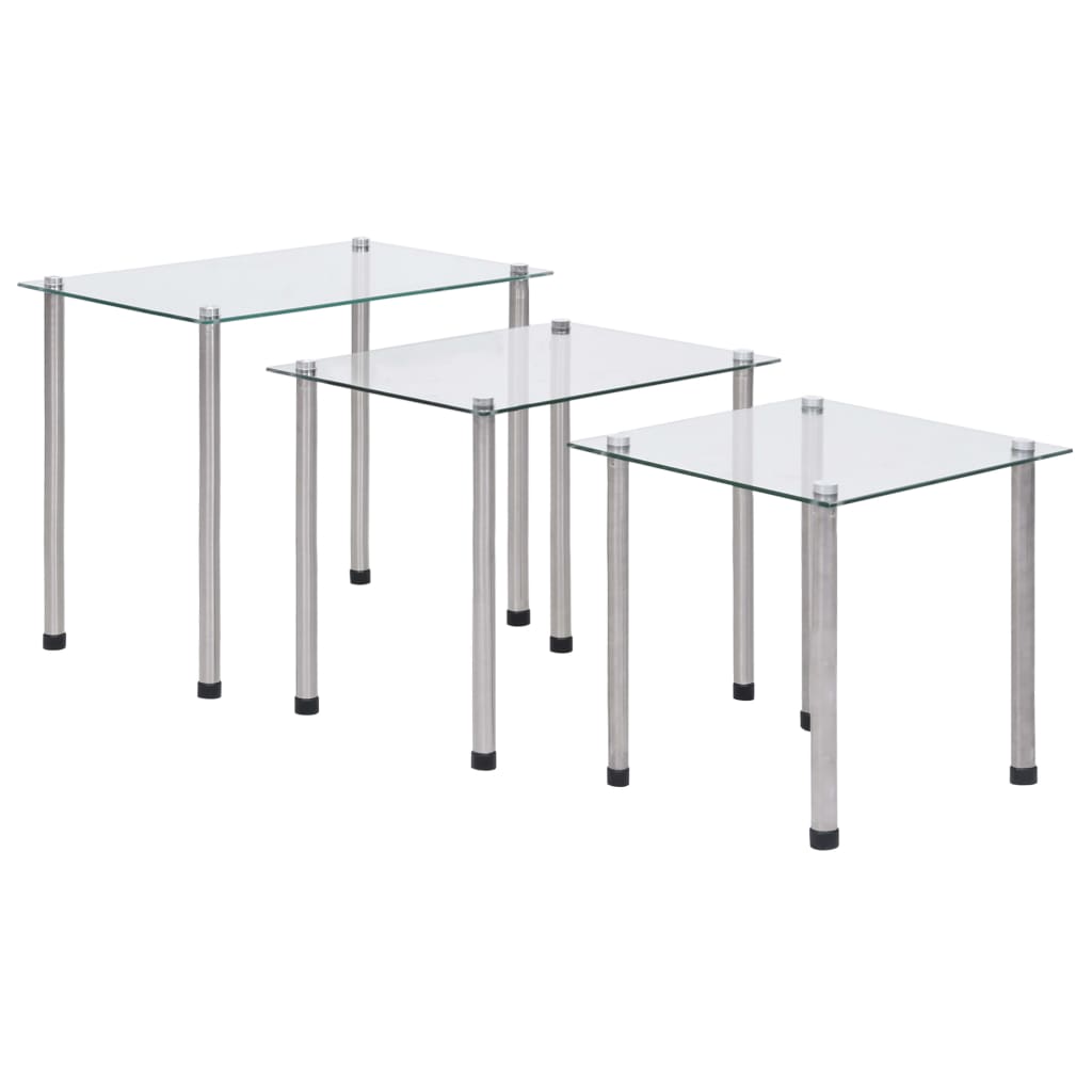 8718475798897_a_en_hd_1 vidaXL Nesting Tables 3 pcs Transparent Tempered Glass - Image 1