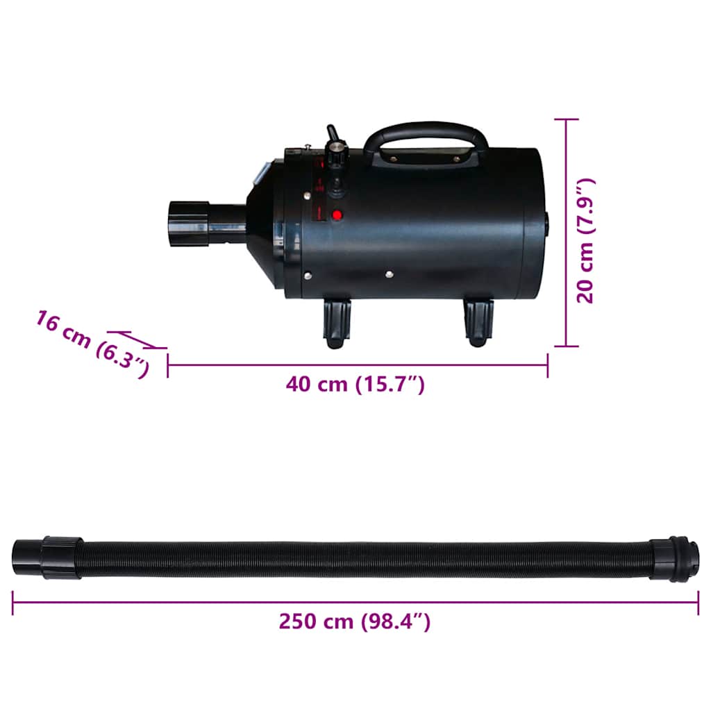 8718475814467_g_en_hd_5 vidaXL Dog Hair Dryer with 3 Nozzles Black 2400 W - Image 6