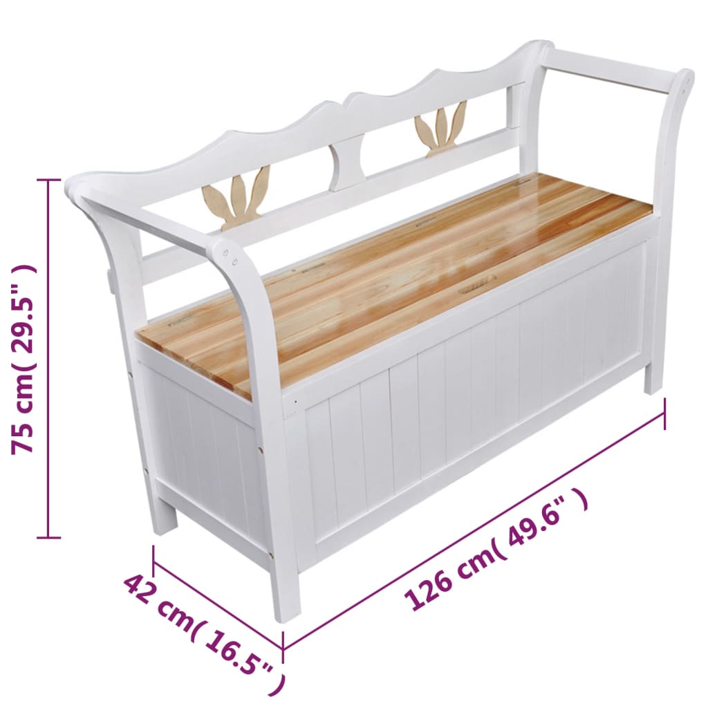8718475830016_g_en_hd_5 vidaXL Storage Bench 126x42x75 cm Wood White - Image 7