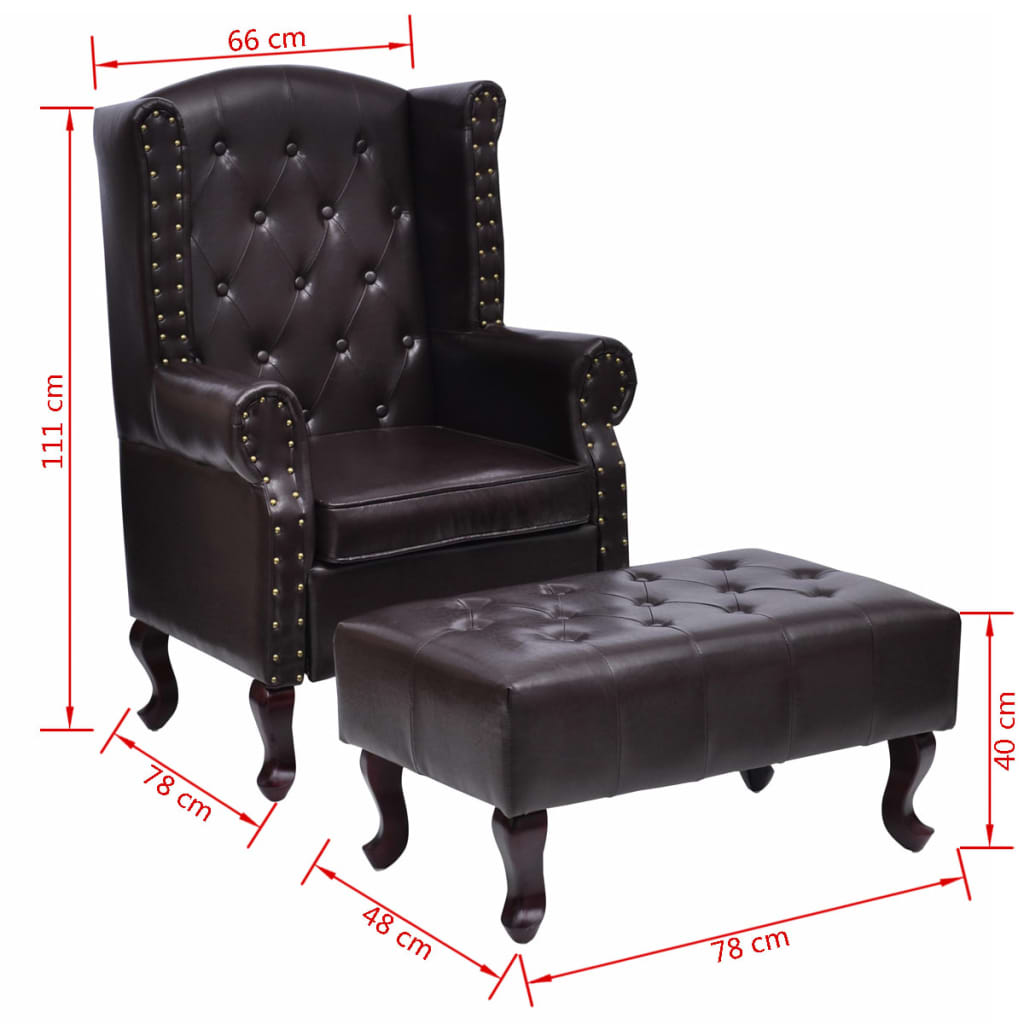8718475831112_g_en_hd_4 vidaXL Armchair with Footstool Dark Brown Faux Leather - Image 6