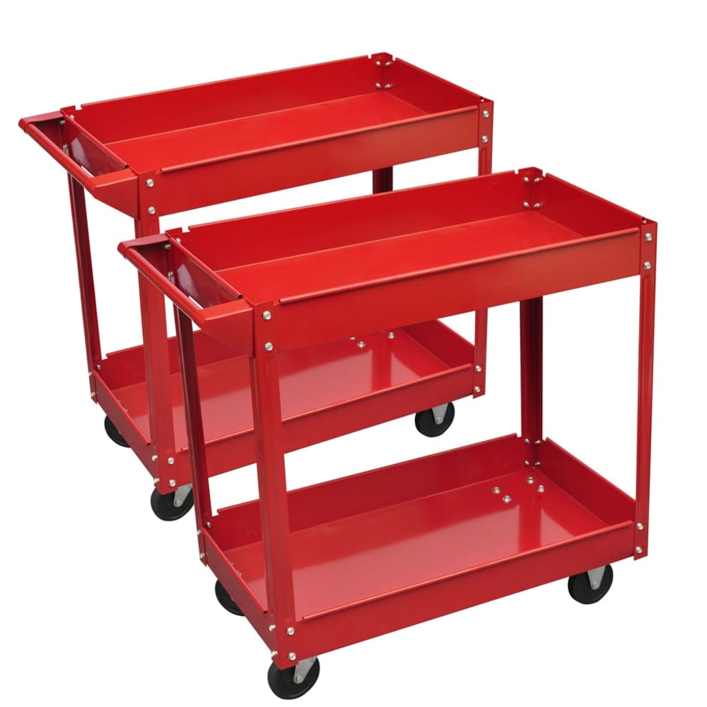 8718475833024_a_en_hd_1 vidaXL 2 x Workshop Tool Trolley 100 kg 2 Shelves - Image 1