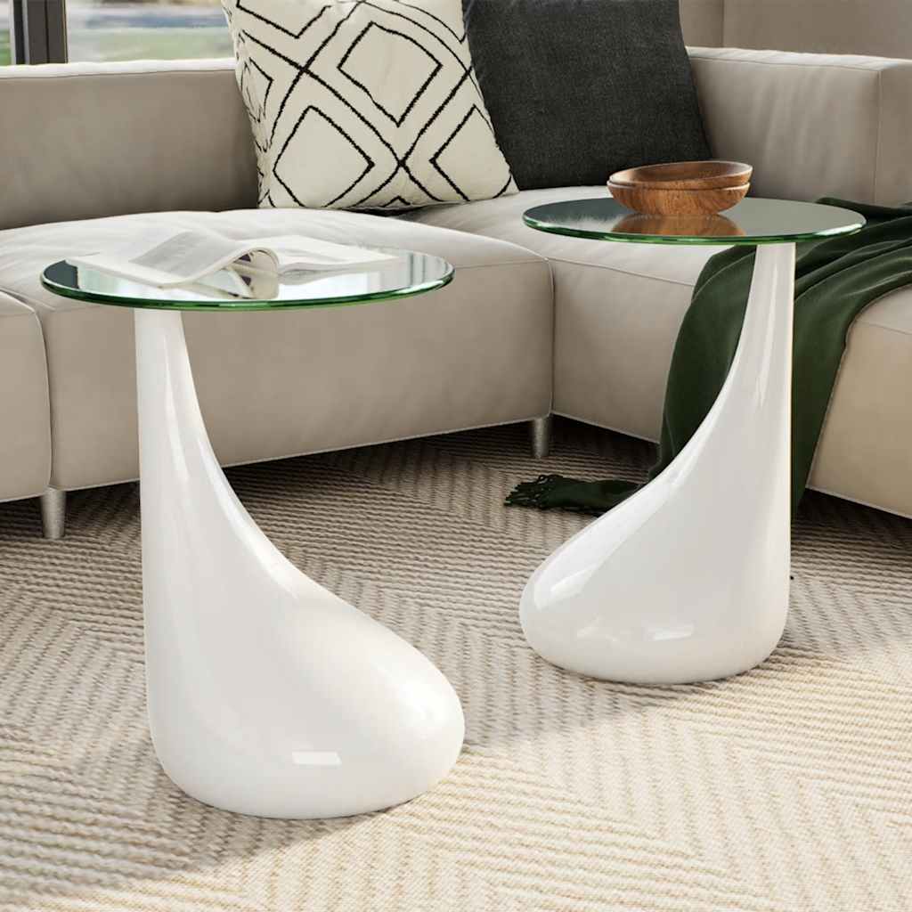 8718475843115_m_en_hd_1 vidaXL Coffee Table 2 pcs with Round Glass Top High Gloss White - Image 1