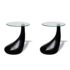 vidaXL Coffee Table 2 pcs with Round Glass Top High Gloss Black - Image 2