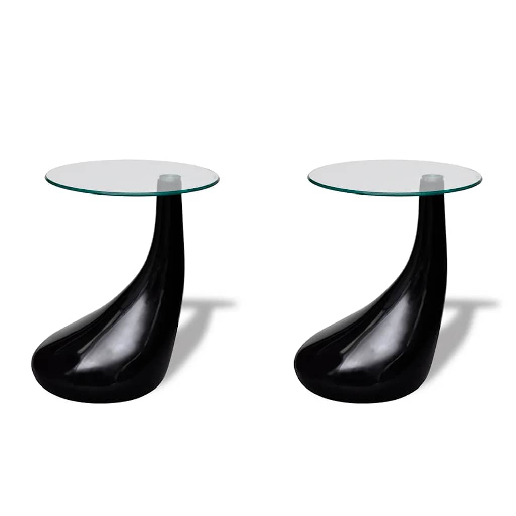8718475843122_a_en_hd_1 vidaXL Coffee Table 2 pcs with Round Glass Top High Gloss Black - Image 2
