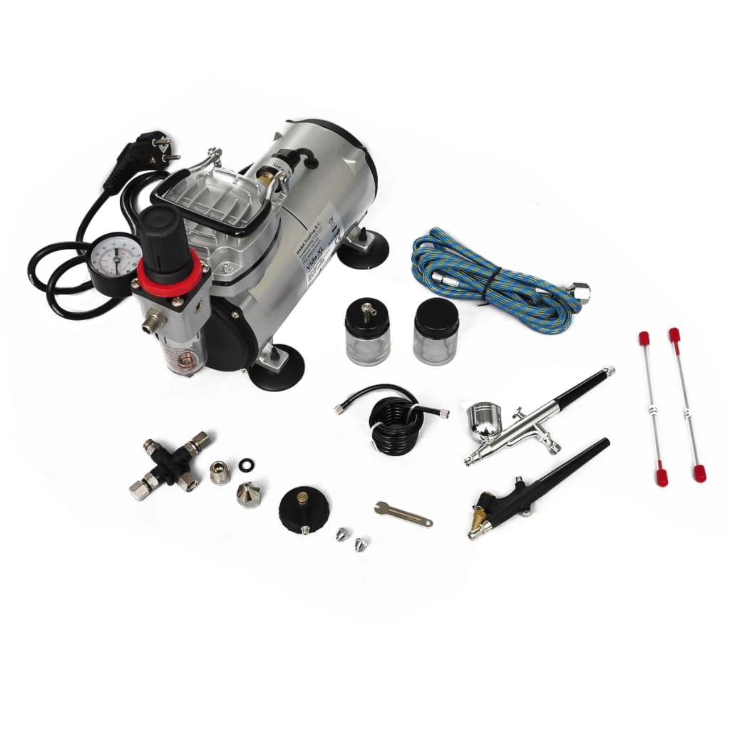 8718475843900_g_en_hd_1 vidaXL Airbrush Compressor Set with 2 Pistols - Image 2