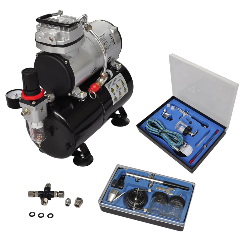 8718475843917_a_en_hd_1 vidaXL Airbrush Compressor Set with 2 Pistols - Image 1