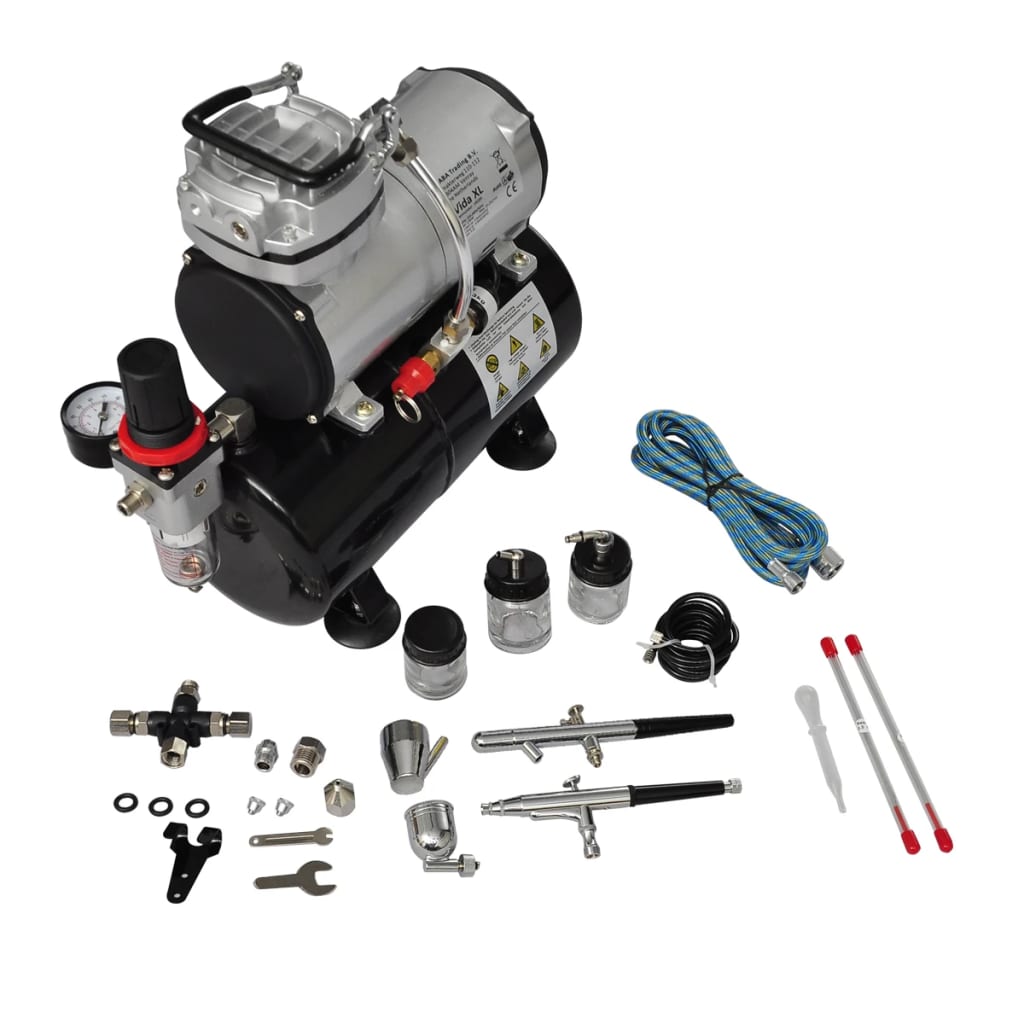 8718475843917_g_en_hd_1 vidaXL Airbrush Compressor Set with 2 Pistols - Image 2