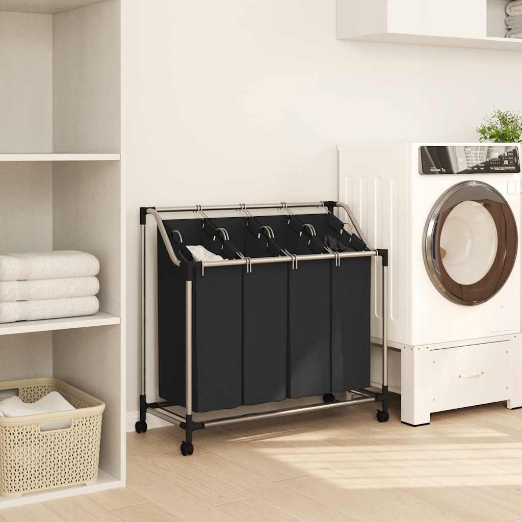 8718475845157_g_en_hd_1 Laundry sorter with 4 bags black grey - Image 3