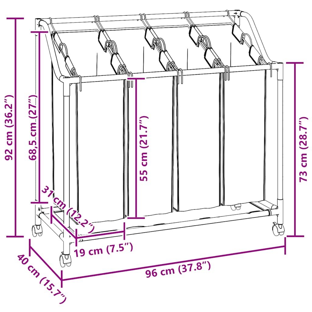 8718475845157_g_en_hd_11 Laundry sorter with 4 bags black grey - Image 13