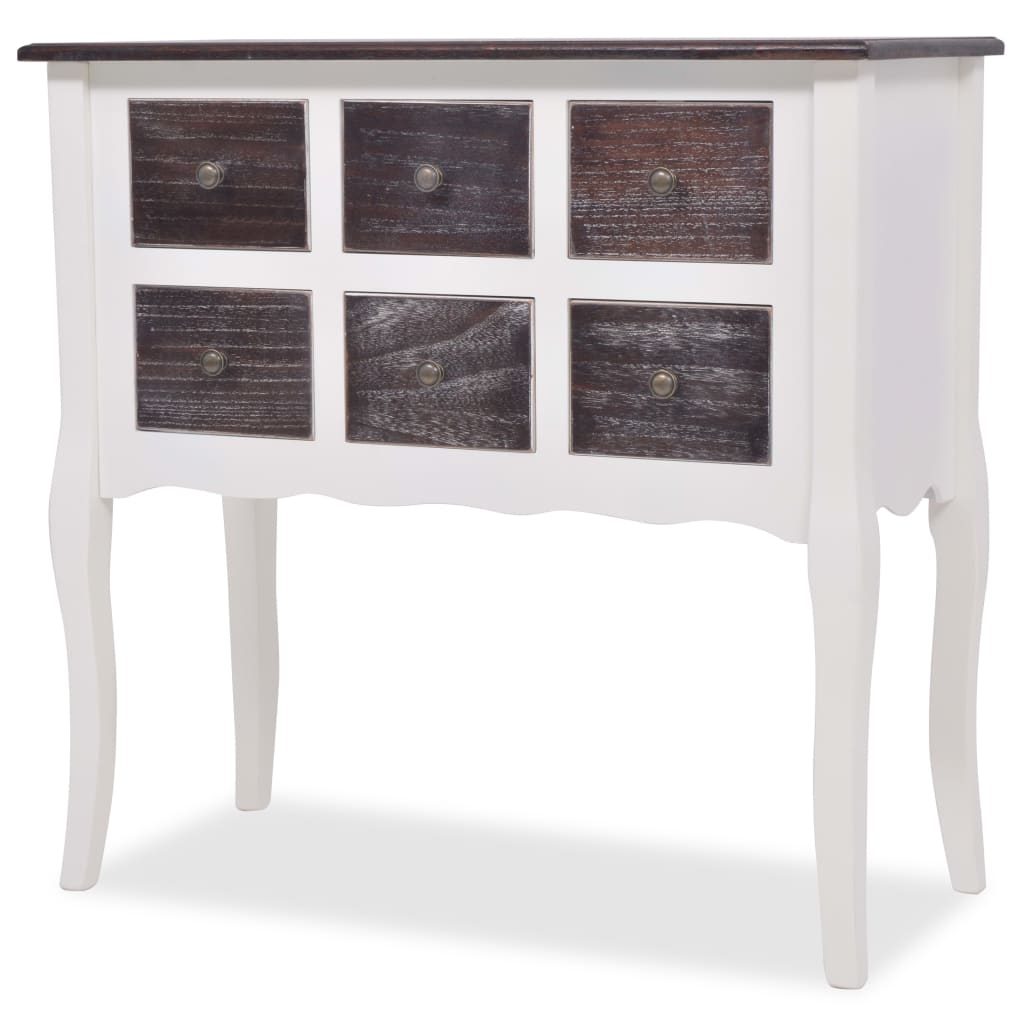 8718475846642_a_en_hd_1 vidaXL Console Cabinet 6 Drawers Brown and White Wood - Image 2
