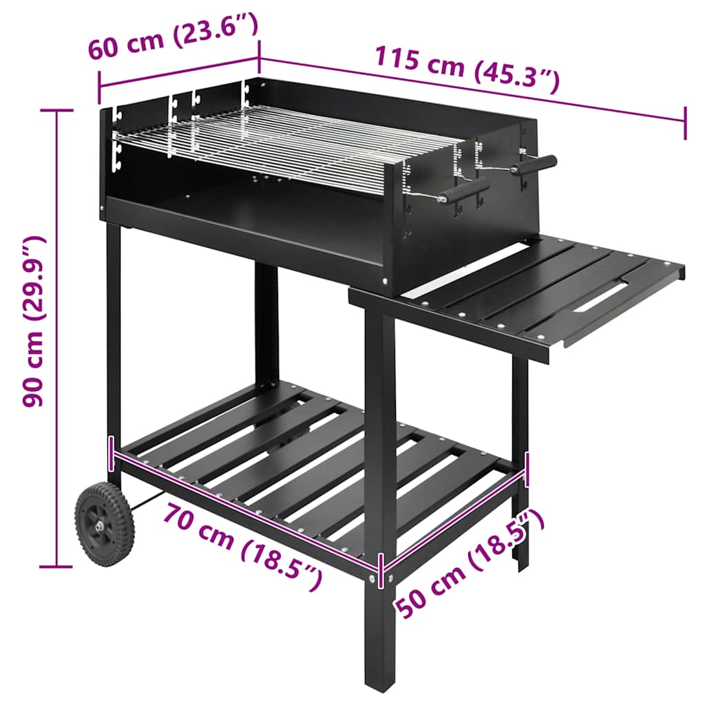 8718475849728_g_en_hd_4 vidaXL BBQ Stand Charcoal Barbecue 2 Wheels - Image 5