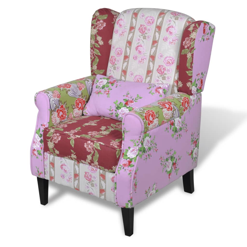 8718475850663_a_en_hd_1 vidaXL Armchair with Patchwork Design Fabric - Image 2