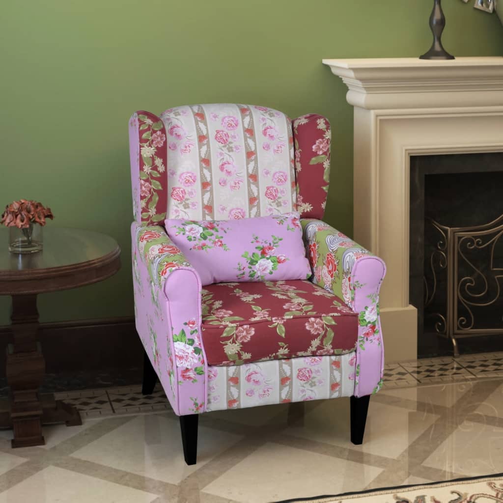 8718475850663_m_en_hd_1 vidaXL Armchair with Patchwork Design Fabric - Image 1