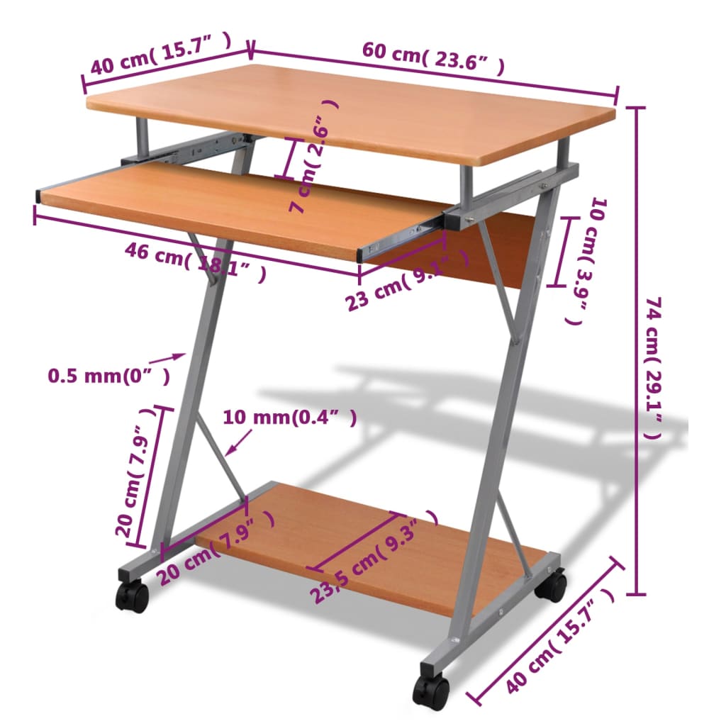 8718475854265_g_en_hd_4 vidaXL Compact Computer Desk with Pull-out Keyboard Tray Brown - Image 6