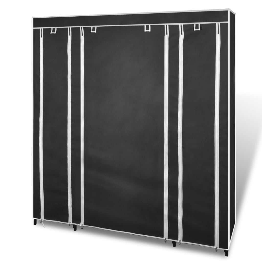8718475855095_g_en_hd_2 vidaXL Wardrobe with Compartments and Rods 45x150x176 cm Black Fabric - Image 4