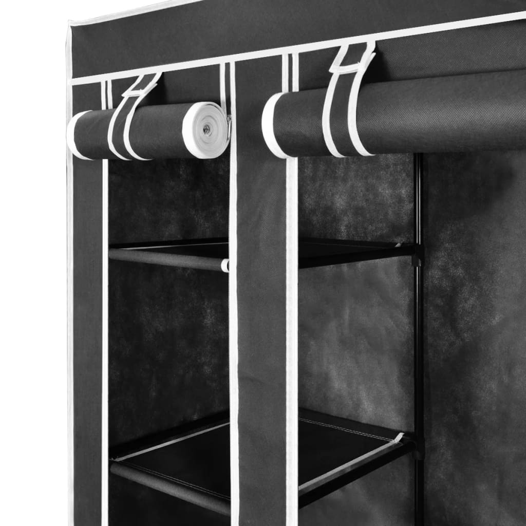 8718475855095_g_en_hd_3 vidaXL Wardrobe with Compartments and Rods 45x150x176 cm Black Fabric - Image 5