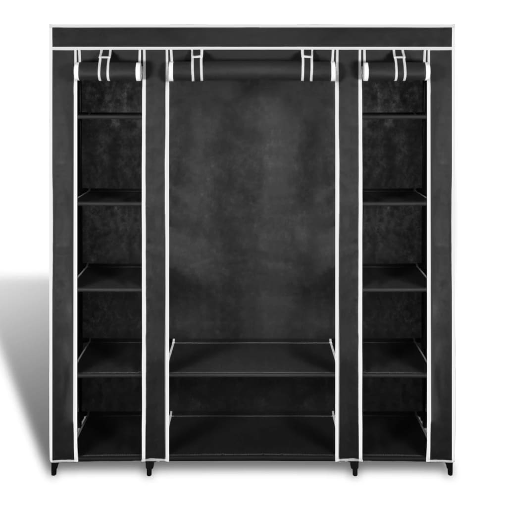 8718475855095_g_en_hd_4 vidaXL Wardrobe with Compartments and Rods 45x150x176 cm Black Fabric - Image 6