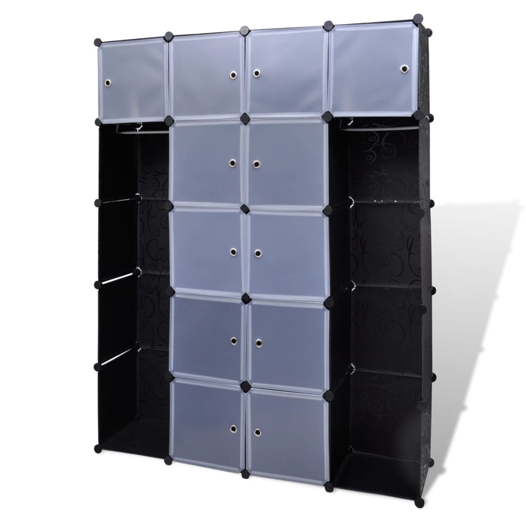 8718475855132_a_en_hd_1 vidaXL Modular Cabinet 14 Compartments Black and White 37x146x180.5 cm - Image 2