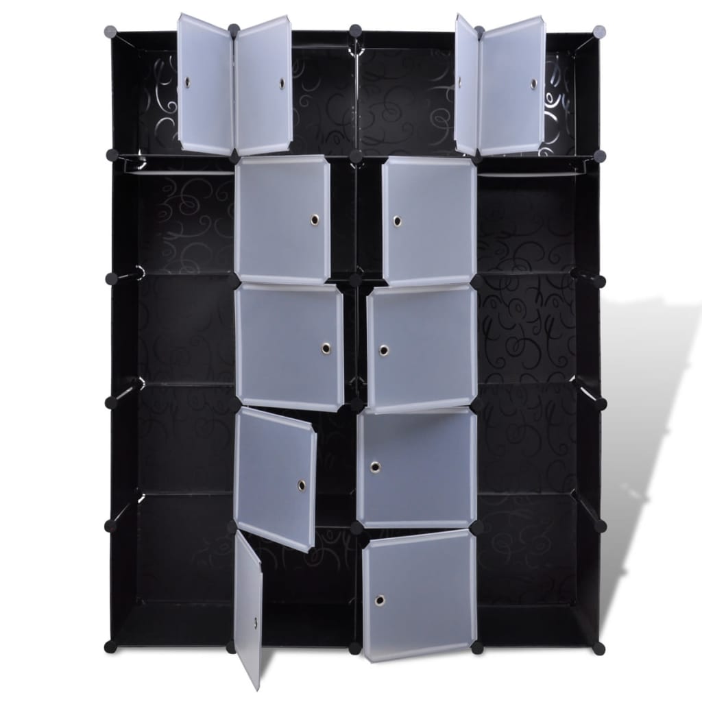 8718475855132_g_en_hd_2 vidaXL Modular Cabinet 14 Compartments Black and White 37x146x180.5 cm - Image 5