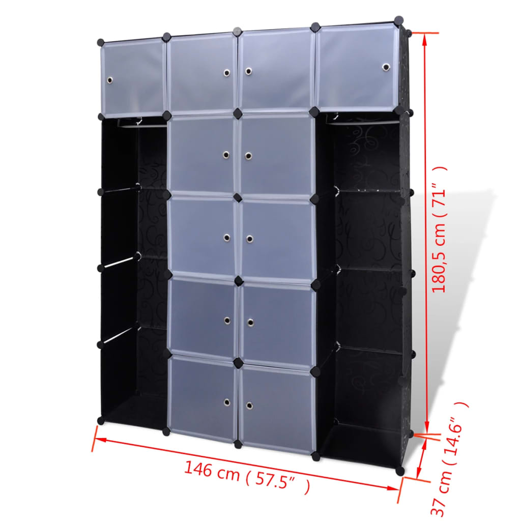 8718475855132_g_en_hd_4 vidaXL Modular Cabinet 14 Compartments Black and White 37x146x180.5 cm - Image 7