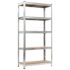 vidaXL 5-Layer Storage Shelf Silver Steel&Engineered Wood - Image 5