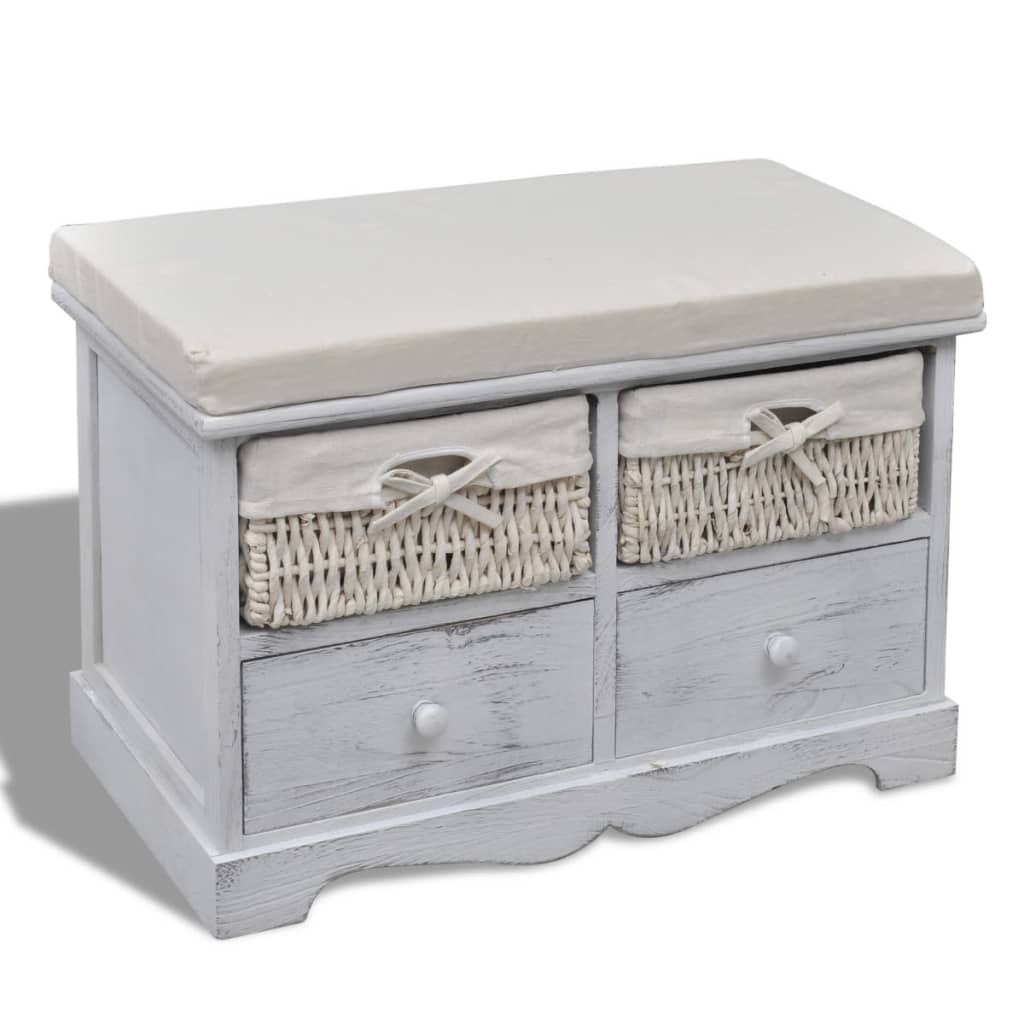 8718475862345_a_en_hd_1 vidaXL Storage Bench White  62x33x42 cm Paulownia Wood - Image 1
