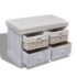 vidaXL Storage Bench White  62x33x42 cm Paulownia Wood - Image 4