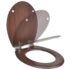 vidaXL WC Toilet Seat MDF Soft Close Lid Simple Design Brown - Image 2