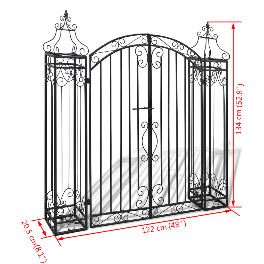 8718475868064_g_en_hd_4 vidaXL Ornamental Garden Gate Wrought Iron 122x20.5x134 cm - Image 5