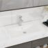 vidaXL Luxury Ceramic Basin Rectangular Sink White with Faucet Hole