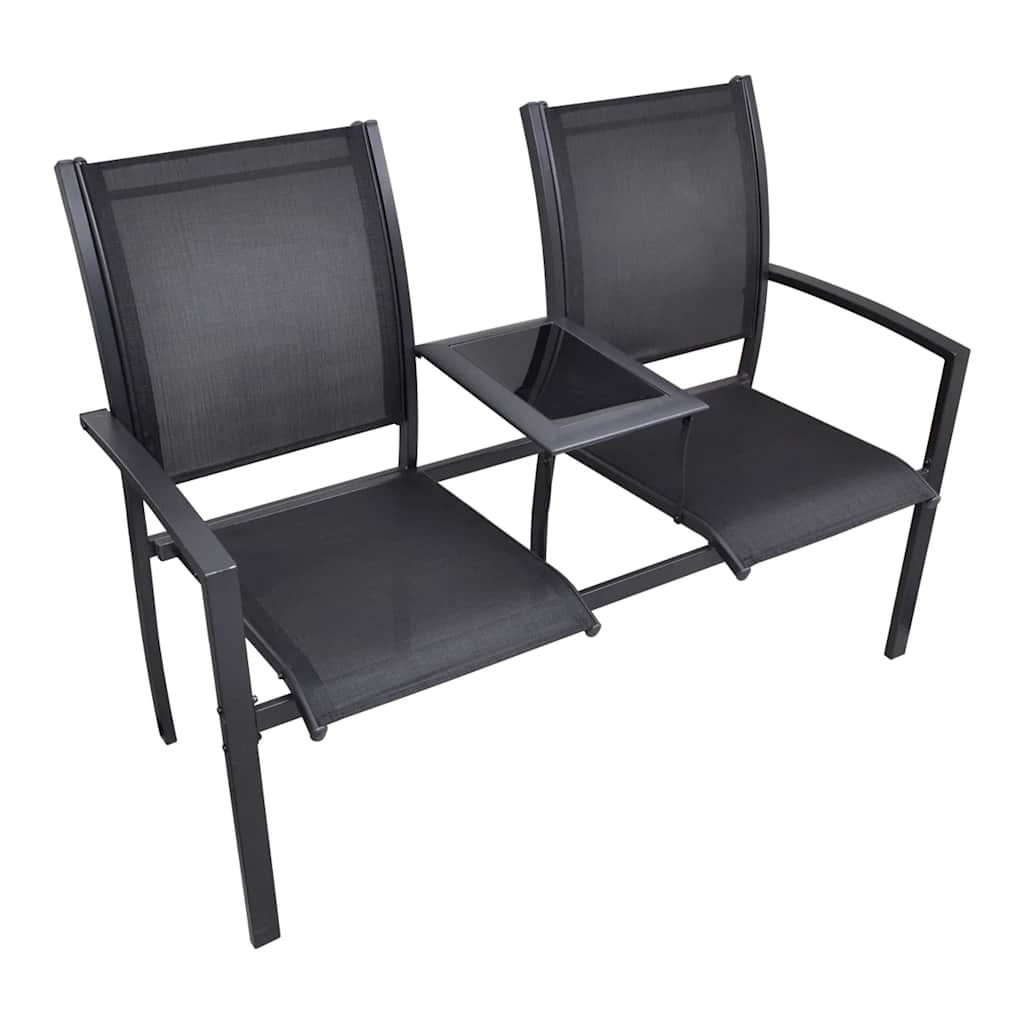 8718475869375_a_en_hd_1 vidaXL 2 Seater Garden Bench 131 cm Steel and Textilene Black - Image 2